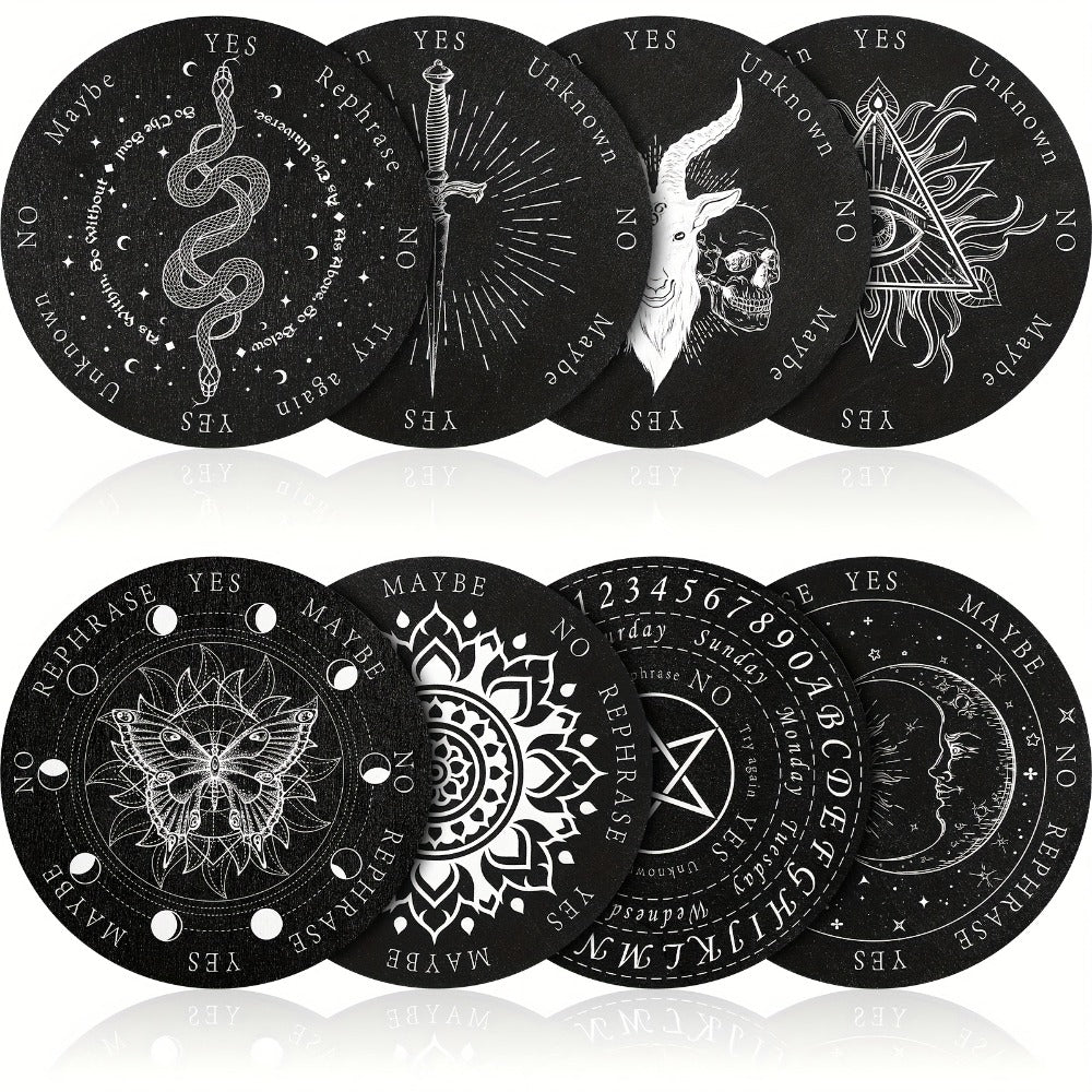 Pendulum Board Wooden 8 Pack – Retro Wiccan Divination Board 6 Inch with Metaphysical Messages Dowsing Board for Beginners Witchcraft Decision Making Spiritual Gift
