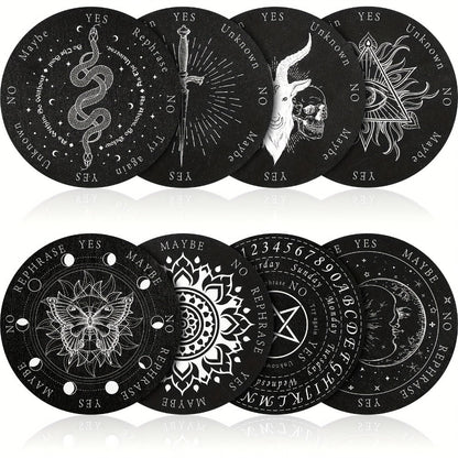 Pendulum Board Wooden 8 Pack – Retro Wiccan Divination Board 6 Inch with Metaphysical Messages Dowsing Board for Beginners Witchcraft Decision Making Spiritual Gift