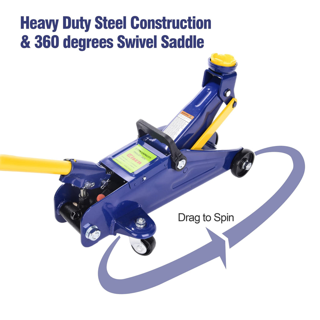 Aain 2 Ton Heavy Duty Floor Jack, Hydraulic Low Profile Trolley Service Floor Jack, Blue