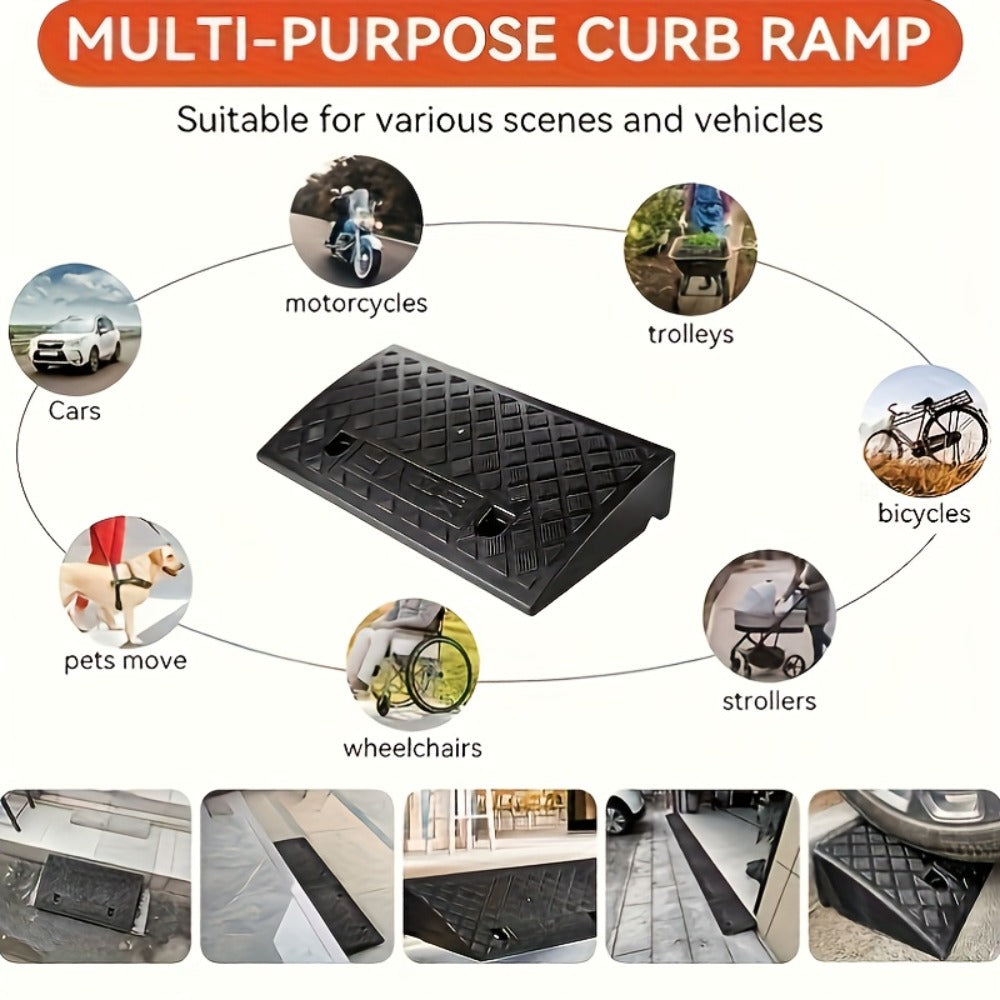 Portable Plastic Car Ramps - Heavy Duty Anti-Slip Threshold Ramps for Cars, Wheelchairs, Bicycles & Medical Equipment, Weather Resistant, Multiple Heights Available