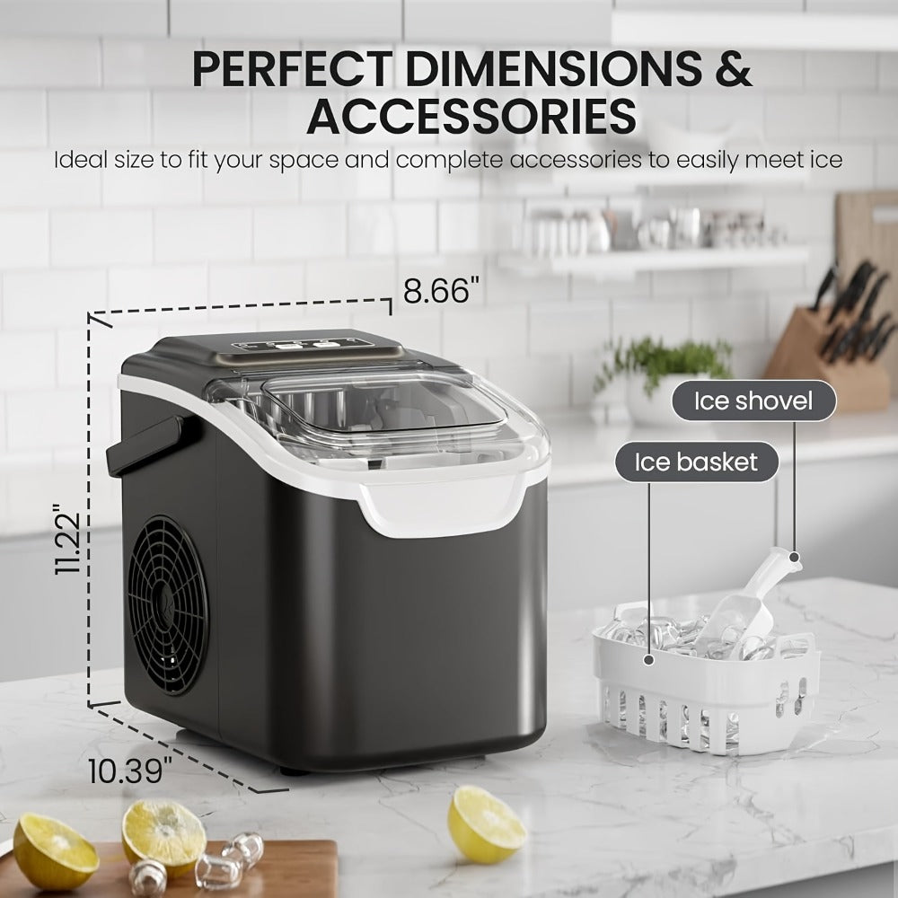 Bullet Ice Maker – 26 Lbs Daily Countertop Ice Machine, Self-Cleaning, Includes Ice Scoop & Basket, Available in Green, White, Black & Grey, Perfect Holiday Gift for Home & Kitchen