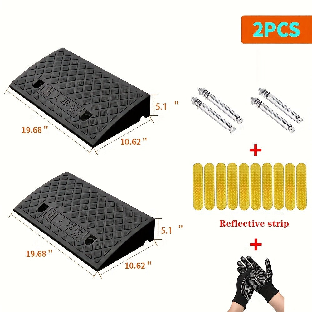 Portable Plastic Car Ramps - Heavy Duty Anti-Slip Threshold Ramps for Cars, Wheelchairs, Bicycles & Medical Equipment, Weather Resistant, Multiple Heights Available
