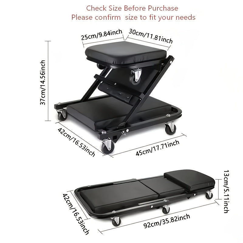 Shaped Wheeled Creeper Stool(Sold Separately), 80Lb Load Capacity, Foldable/Non-Foldable Crawler Mechanic Seat, 220Lb Load Capacity with 6 2.5-Inch Casters, Great Gift for Men