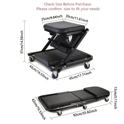 Shaped Wheeled Creeper Stool(Sold Separately), Foldable/Non-Foldable Crawler Mechanic Seat, 300 Lb Load Capacity with 6 2.5-Inch Casters, Great Gift for Men