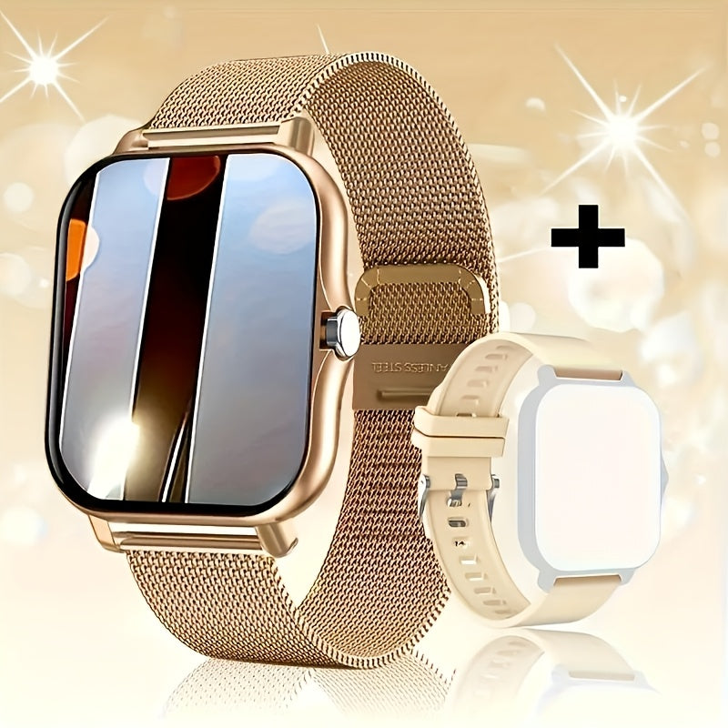 Bluetooth Calling Smartwatch with 1.83" Full Touch Screen, Multiple Sport Modes, Music Control & Sedentary Reminder – Fitness Tracker Watch Compatible with Android & iPhone for Men and Women, Dual Strap