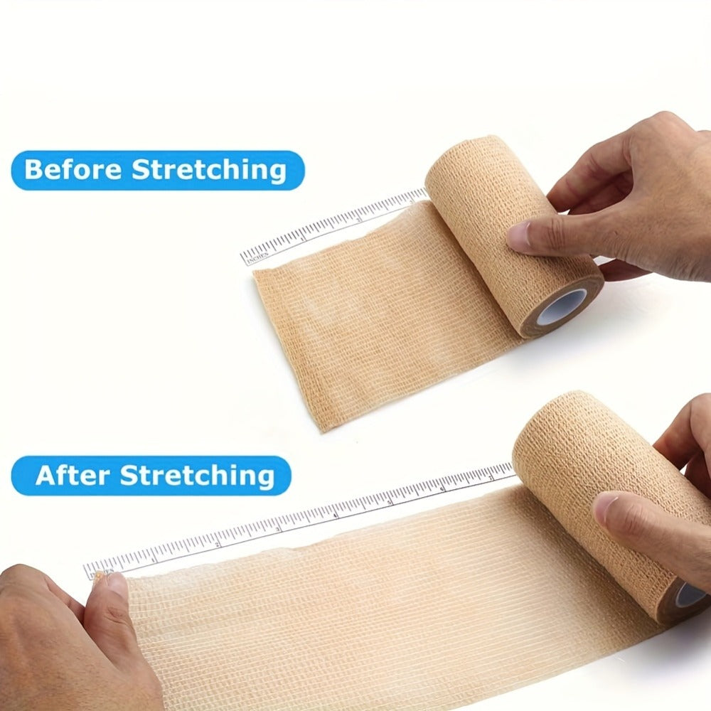Self Adhesive Bandage Wrap 4 Inch x 5 Yards Cohesive, 6 Rolls Non-Woven Self-Sticking Athletic Tape for Ankle Knee Wrist Sprains, Breathable Elastic First Aid Medical Wrap Elbow Support