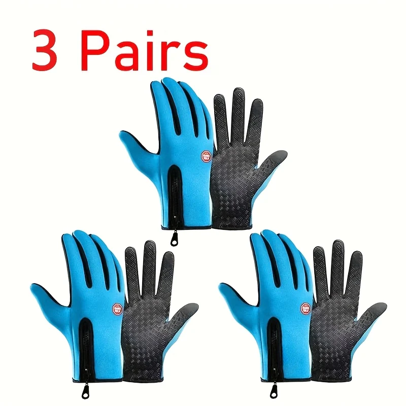 Thermal Touchscreen Gloves for Men & Women – Windproof Full-Finger Winter Gloves | Polyamide Warm Anti-Slip Outdoor Gloves | Available in 1 Pair or 3-Pack | S M L XL | Black Pink Blue