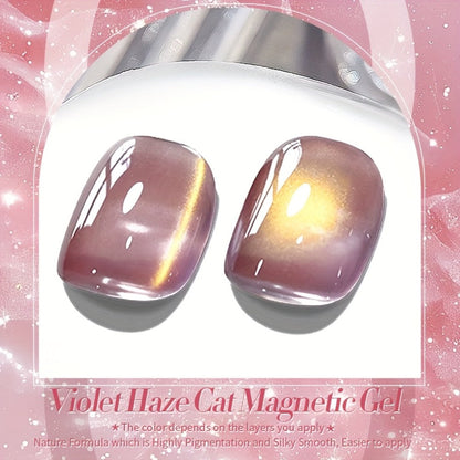 Cat Eye Magnetic Gel Nail Polish Set BORN PRETTY Nude Golden Glitter 2 Colors Ultra Shine Semi-Permanent UV LED Soak Off Long Lasting 30 Days 0.34oz Each for Women Nail Art