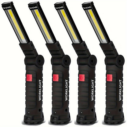 COB LED Work Light Rechargeable - Magnetic Base Portable Flashlight, 1000 Lumen Adjustable Beam, Multi-Pack Hanging Lamp for Garage, Camping, Yard & Emergency Use