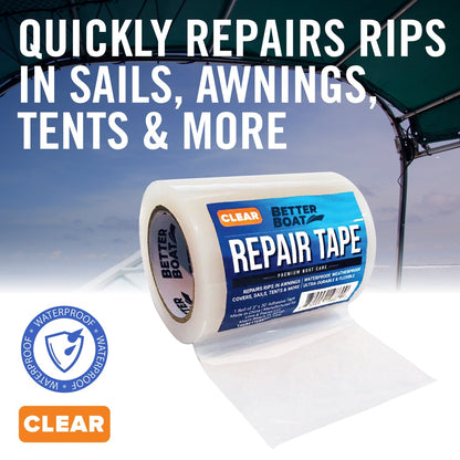 Repair Tape Fabric Repair Boat Covers Canvas Tent Repair Tape Pop Up Camper RV Awning Repair Tape Tarp Canopy Tear & Vinyl Waterproof Bimini Tops Sail Air Mattress Patch Kit 30FTx3 Heavy Duty