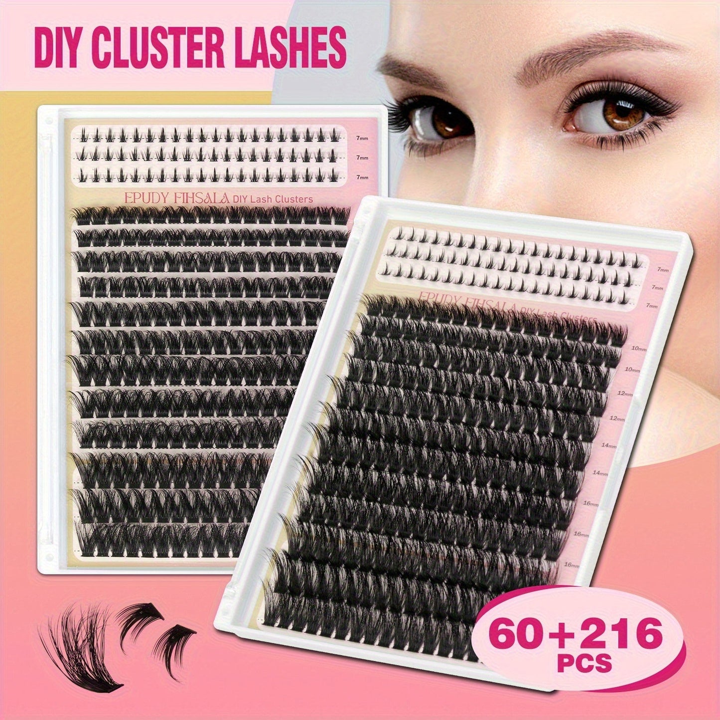DIY Lash Clusters Gift Set 30D-100D Mixed Length Soft Fluffy Volume Cluster Lashes with Tweezers & Mascara Wands – Natural to Glam Look, Perfect Beauty Gift for Her & Mom