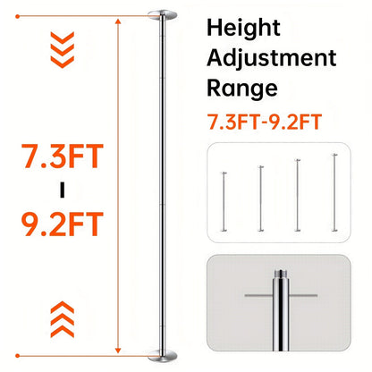 Professional Dance Pole 45mm – Spinning & Static Modes, Height Adjustable, Portable for Home Studio Club