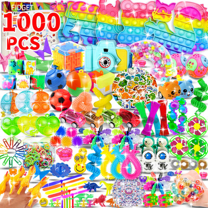 Fidget Toys Bulk 1000 Pcs Party Favors for Kids – Sensory Stress Relief Toy Pack, Classroom Prizes, Treasure Box Fillers, Goodie Bag Stuffers, Birthday Party Supplies for Boys Girls