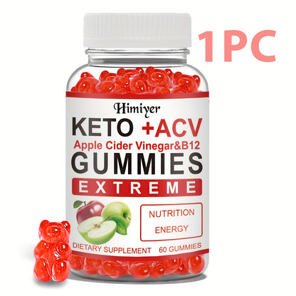 Keto ACV Gummies with Pomegranate Beet Juice B12 Vitamin C Vegan 60 Count for Women Men – Apple Cider Vinegar Gut Health Immune Support Energy Boost Daily Wellness Supplement