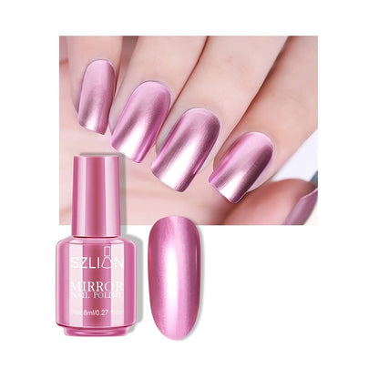 Chrome Mirror Nail Polish Set 3 Colors Metallic Reflective Finish – High-Shine Acrylic Nail Art Polish for Salon & Home Manicure, Party Holiday Valentine's Day Gift for Women