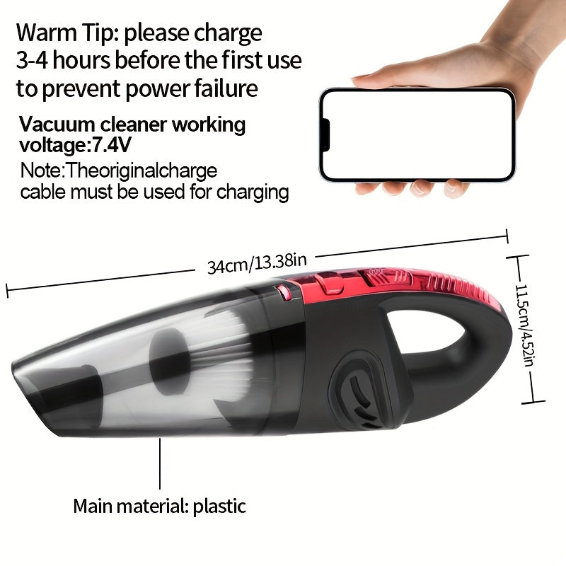 Car Vacuum Cleaner, Handheld Vacuum Cleaner with 4200PA Super Strong Suction, 1800Mah Large Capacity, Low Noise, with Five Matching Additions for Car Interior Care, Home And Pet Cleaning, Car Additions for Women Pink Girly Car Stuff Gift