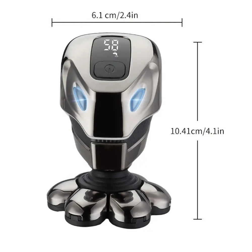 Men's Electric Head Shaver 9-Blade Bald Head Machine USB Rechargeable – 5-in-1 Grooming Kit with Hair Clipper, Nose Trimmer & Face Cleanser | Gift for Men | ShopVora UK