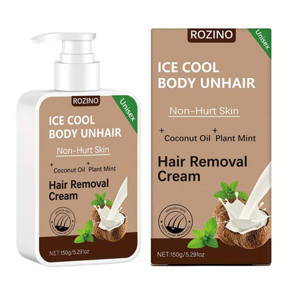 Hair Removal Cream Coconut 150g Painless Semi-Permanent Depilatory – Gentle Non-Irritating Formula for Face Lip Underarm Legs Arms & Bikini Area, Up to 6 Month Smooth Skin Results for Women Sensitive Skin