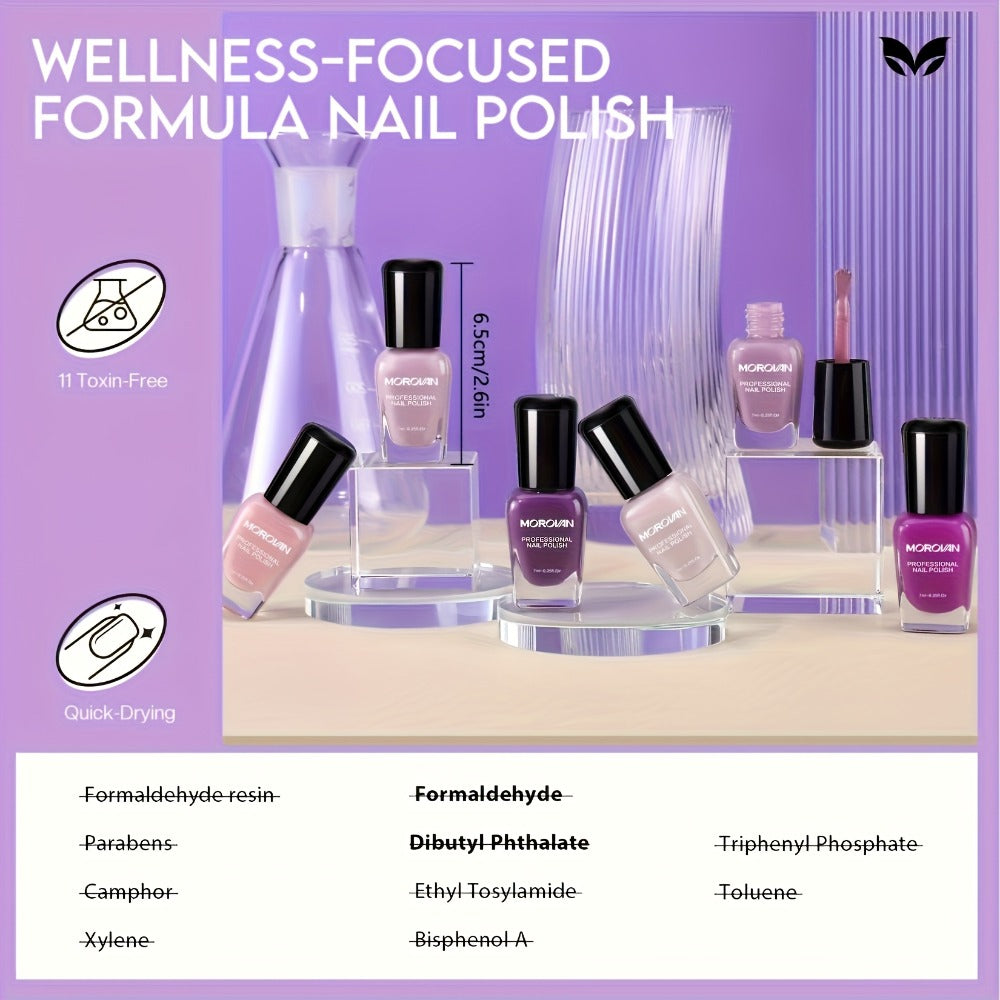 Nail Polish Set 6 Colors Quick Dry Long-Lasting – Hot Pink, Rose Red, Lilac Purple, Nude Pink, Lavender & Violet High Gloss 0.25oz, Chip-Resistant Nail Polish Gift Set for Women Teens Girls