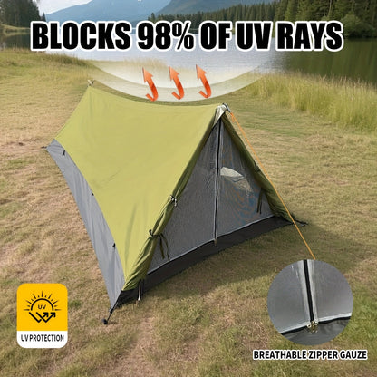 Lightweight Backpacking Tent 1-2 Person - Easy Setup Camping Tent with Mosquito Net, Zipper Door, UV Sun Protection, Waterproof Emergency Shelter for Solo Hiking Cycling Outdoor Adventure