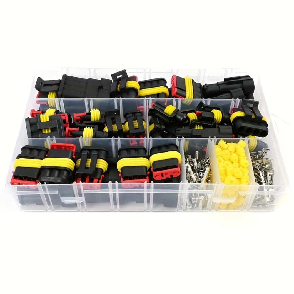 Automotive Electrical Connector Terminal Kit 355PCS - 1/2/3/4 Pin Wire Plug Set for Car Repair, Wiring Harness & Electrical Maintenance, Universal Fit