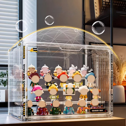 Acrylic Display Case for Figures 3 & 4 Tiers with Adjustable Dividers – Clear Dust-Proof Showcase Box with Magnetic Door for Collectibles, Action Figures & Miniatures