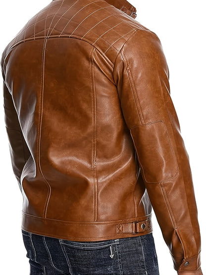Men's Lightweight Faux Leather Pullover Coat