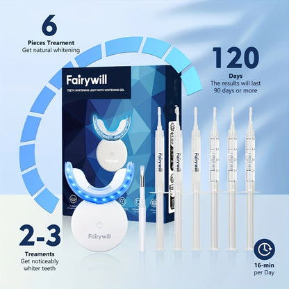Carbamide Peroxide Teeth Whitening Kit with LED Accelerator Light — 6 Gel Tubes 3ml Each, Whitening Tray & Storage Case, Fast Gentle Formula Safe for Sensitive Teeth at Home