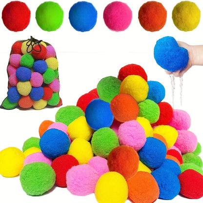 Reusable Water Balloons 36 Pack with Sponge Balls – No-Tie Refillable Water Bomb Set for Pool Party, Backyard Summer Fun & Kids Outdoor Games, Includes Storage Mesh Bag, Great Summer Gift for Children