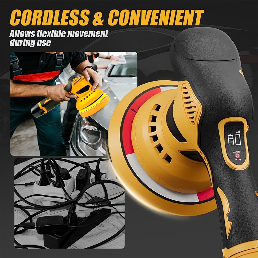 Car Body Sander. Cordless, Handheld, Rechargeable Car Body Repair Tool with Two Lithium Batteries, Multi-speed Automatic Polishing Function, Included Rotary Tool, ABS Chassis, Suitable for Car Detailing, Polishing And Waxing.