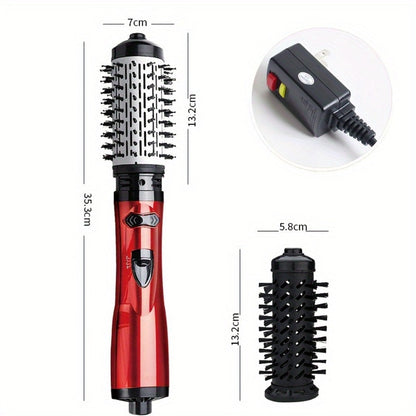 Rotating Hot Air Brush 2-in-1 Auto Curl & Straighten Styling Comb — One-Step Salon Blowout Results at Home, Works on All Hair Types, Available in Red & Purple