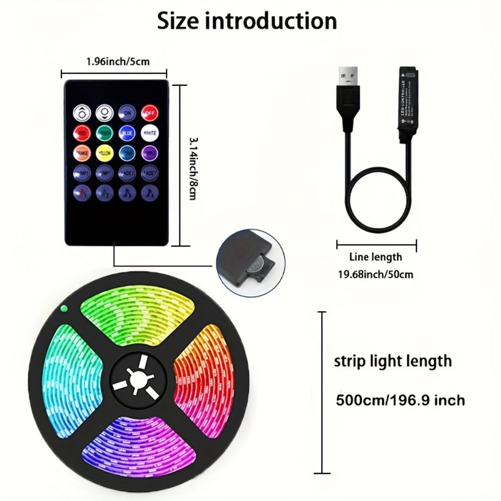 LED Strip Lights Music Sync, RGB Color Changing LED Lights for Bedroom with Remote Control, USB Powered TV Backlight, DIY Smart Ambient Lighting for Room, Home, Party, Holiday Decor