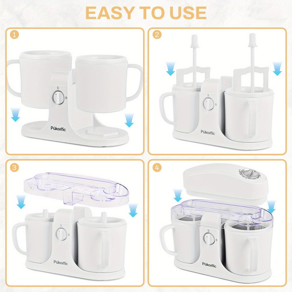 Ice Cream Maker Machine Dual Cup Self-Freezing – Make 2 Flavors Homemade Ice Cream Sorbet Frozen Yogurt at Once, Fast 10-Min Churning, Easy Clean Removable Bowl, Compact Countertop Design
