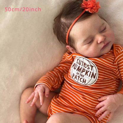 Reborn Baby Doll 20 Inch Sleeping Newborn with 3D Painted Skin Visible Veins Hand-Rooted Hair Soft Vinyl Body – Includes Clothes Pacifier Bottle & Birth Certificate, Lifelike Gift for Girls & Collectors 50cm