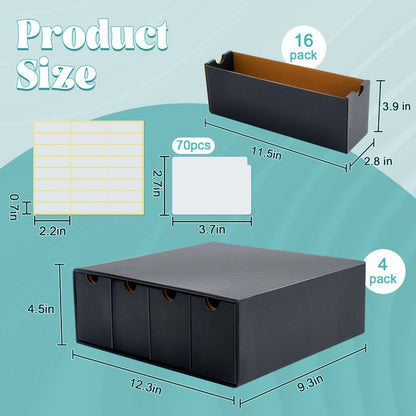 8000 Card Storage Box 4-Row Cardboard Organizer with Dividers & Label Stickers – Large Trading Card Box for TCG MTG Pokemon Sports Cards | Black 4-Row Card Storage