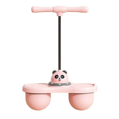 Kids Cartoon Panda Jumping Ball with Handle – Double Bouncy Ball Balance Training Toy, 24.6" Size, Durable TPR+PP, Includes Gas Cylinder & Needle | Pink & Green | Outdoor Fun Gift