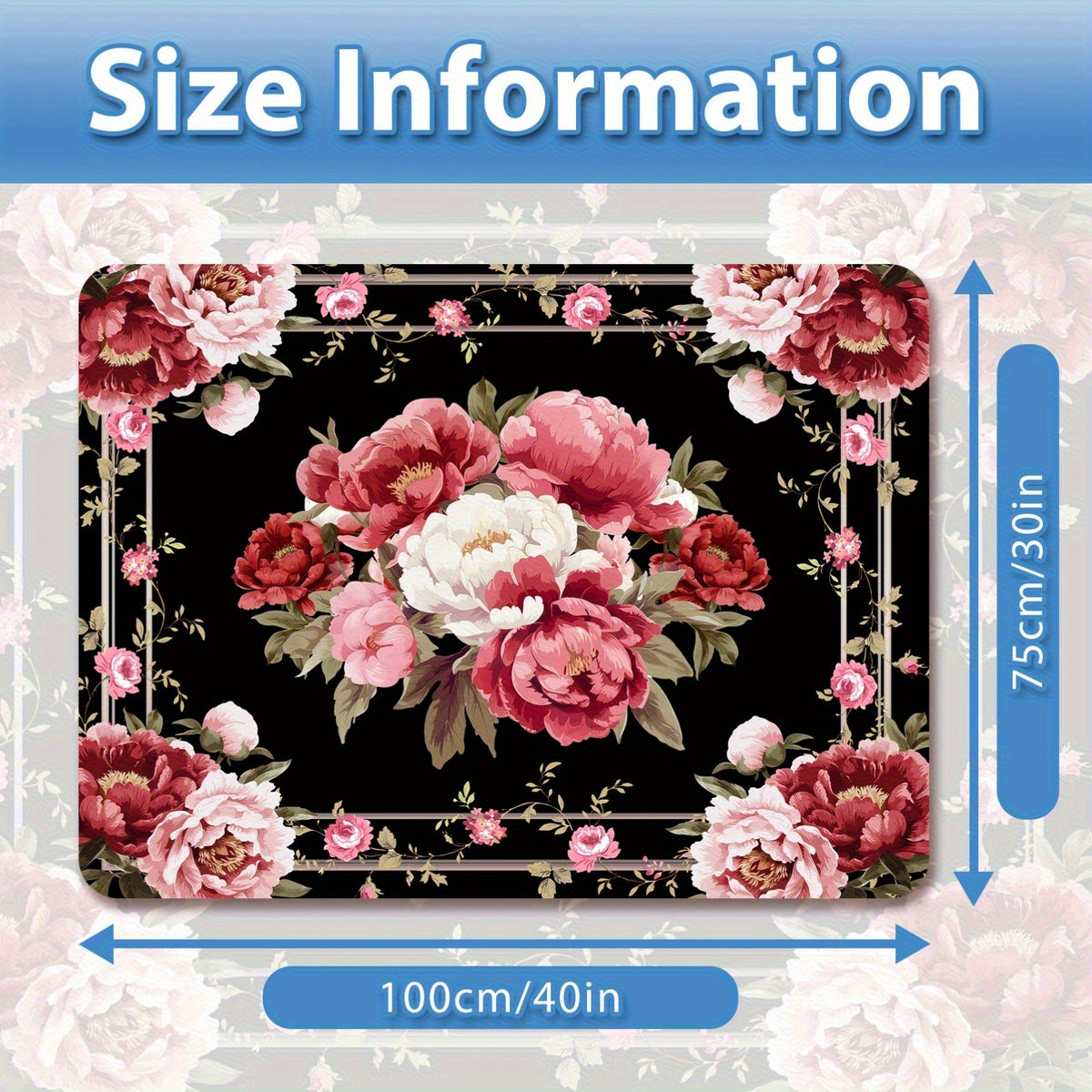 1pc Car Rear Cargo Pad, Elegant Pink Peony Floral Arrangementthe Pattern Design, Anti-Slip, Wear-Resistant, Washable, Keep The Car Interior Clean And Tidy, General, Pet Mat, Car Accessories Interior.