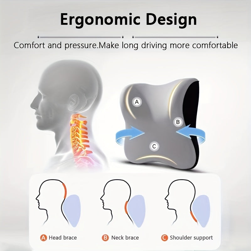 Car Seat Headrest Neck Pillow, Boost Your Driving Comfort, 100% Pure Memory Foam Travel Neck Pillow, with Breathable Removable Cover, Comfortable Ergonomic & Neck