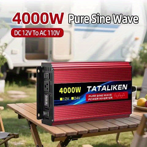 Pure Sine Wave Power Inverter 4000W/1300W Power Automotive Power Inverter - 12V To 110V Converter, LED Voltage Display Is Convenient