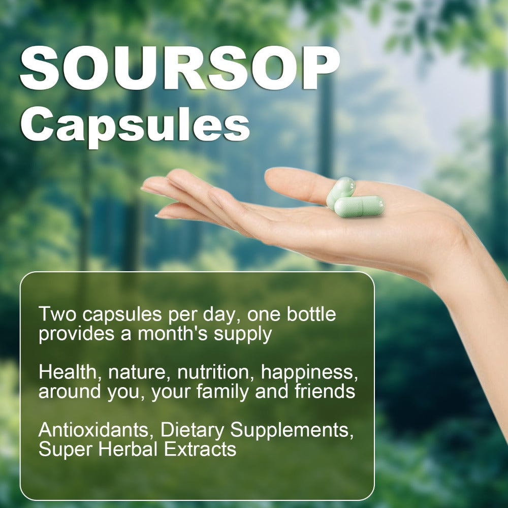Soursop Graviola Capsules 24-in-1 Formula 60 Count – Lab Tested Gut Health Digestion Antioxidant Immune Support Daily Wellness Supplement for Men & Women