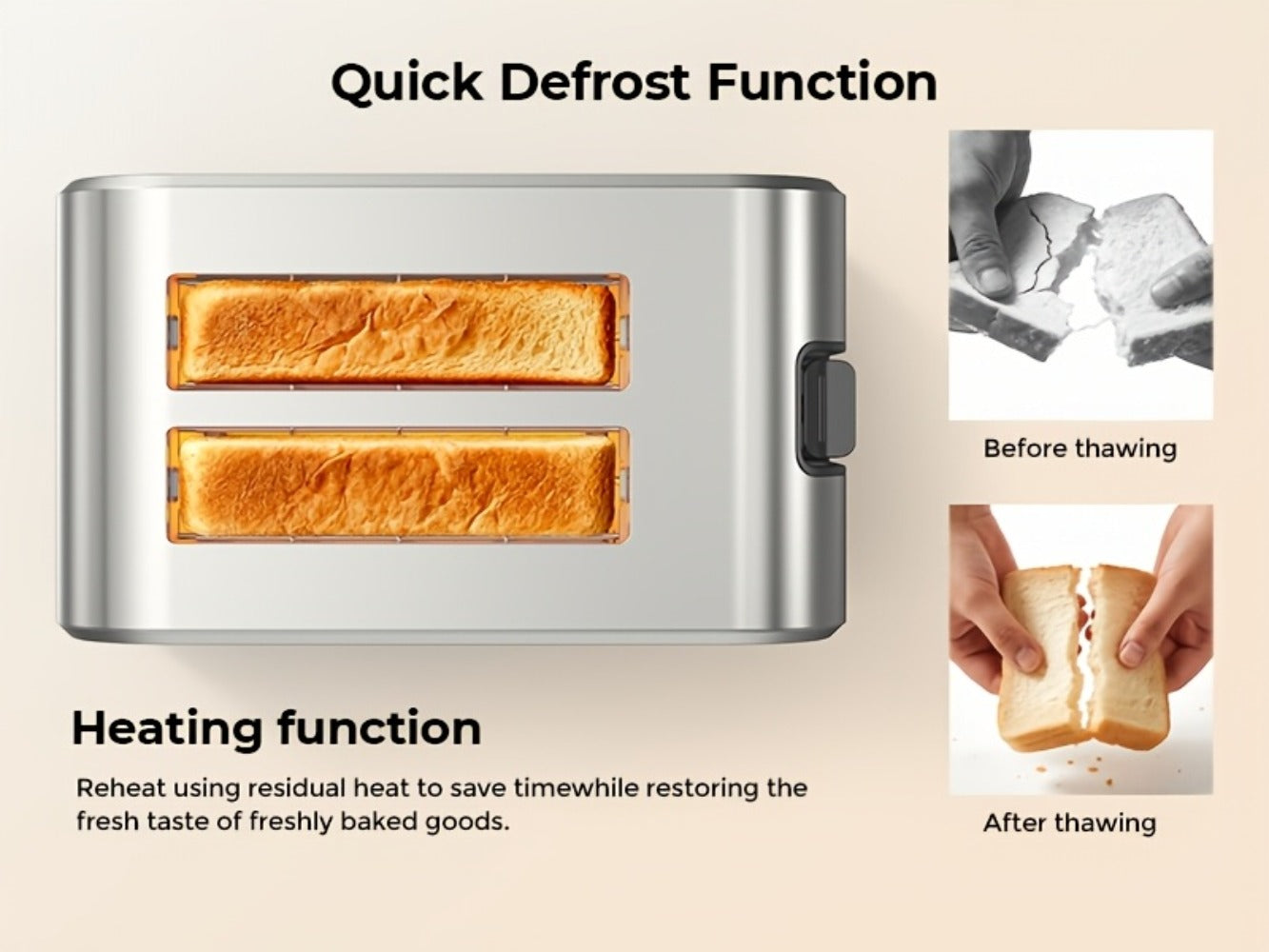 Toaster 2-Slice Stainless Steel Smart Touchscreen – 5 Bread Types, 6 Browning Levels, Wide Slots, Temperature Control, Removable Crumb Tray, Compact Kitchen Toaster