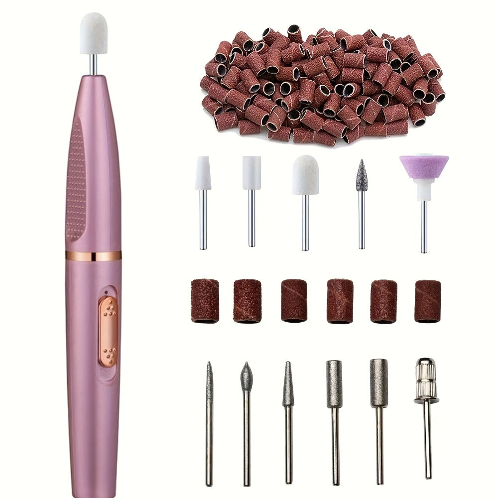 Electric Nail Drill Kit 11-Bit Variable Speed Portable Nail Grinder Machine for Gel Acrylic Natural Nails – Professional Manicure Buffing Filing Cuticle Removal Tool for Home Salon Use Pink