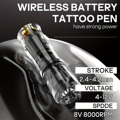 Rotary Tattoo Machine Kit Complete Set with 1400mAh Wireless Battery Digital Display 10 Cartridge Needles 6 Inks Practice Skin for Beginners & Professional Artists