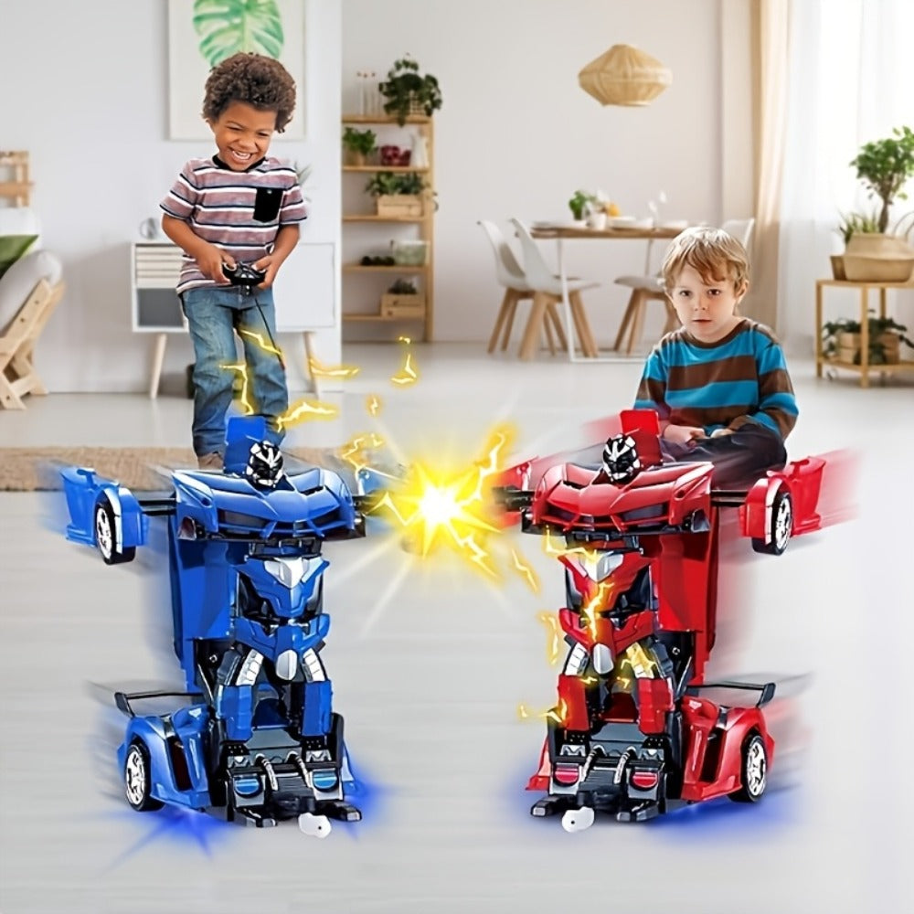 RC Transform Robot Car 1:18 Scale One-Button Deformation – Long Range Remote Control with LED Headlights & 360° Drift Stunt, Cool Birthday Christmas Easter Gift for Boys Girls Ages 3+