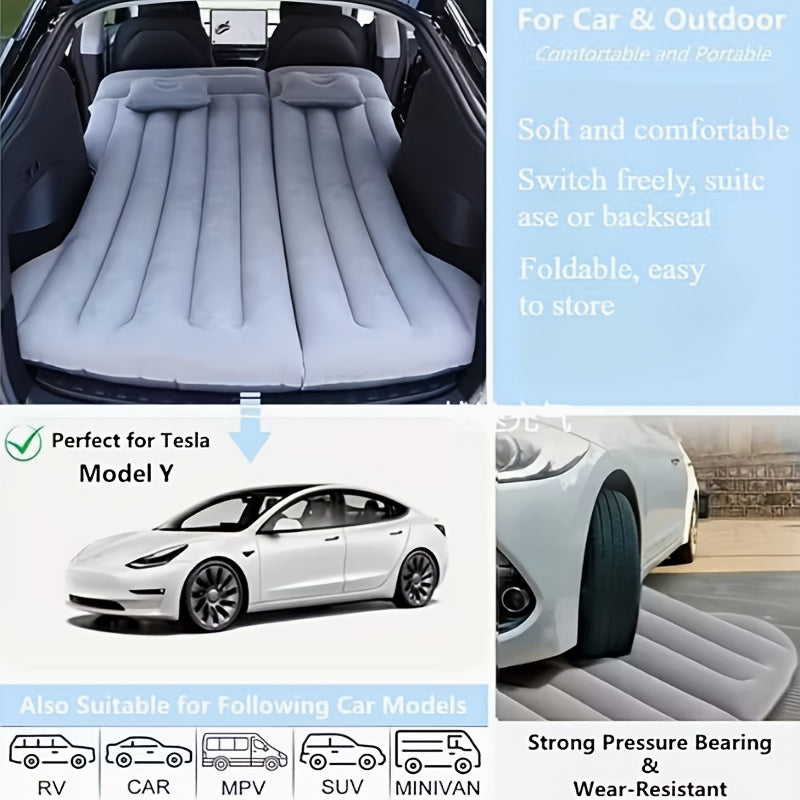 Inflatable Car Air Mattress, Soft Plush SUV Air Cushion Bed, Portable Foldable Sleeping Pad, Suitable for Trucks/ Campers/ Suvs/ Multi-Purpose Vehicles, Etc. Suitable for Camping, Beaches, Indoor And Outdoor Use