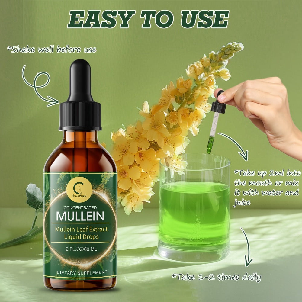 Mullein Leaf Liquid Tincture for Lung & Respiratory Health — Fast-Absorbing Herbal Drops for Breathing Support, Immune Defense & Digestive Wellness | Natural Extract | 2 fl oz