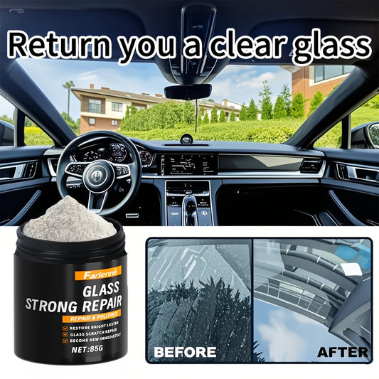 Super Glass Polishing Powder - Nano-Level Scratch Repair, No-Damage Surface Treatment for Car & Windshield, Instant Clarity Restoration, Safe for All Types of Glass, Vehicle Detailing, Sleek Container Design, Durable Packaging