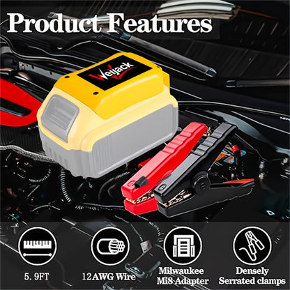 [Ryobi Jumper Cable] Ryobi 18V Battery Compatible Jumper Cable Clamps | 5.9ft 12AWG Portable Battery Jumper Starter Automotive Booster Cables for Jump Starting Using Tool (no Battery)
