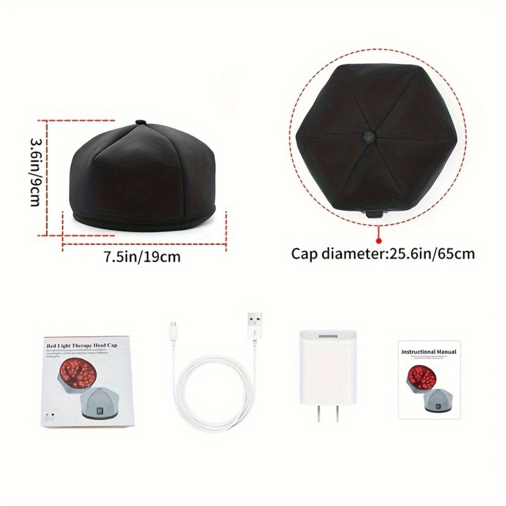 Red Light Therapy Cap for Hair Growth & Scalp Care – 120 LEDs, 630nm Red Light & 820nm Near Infrared, Wearable LED Hair Therapy Helmet, Father's Day Gift for Men & Women, Black & Gray