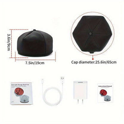 Red Light Therapy Cap for Hair Growth & Scalp Care – 120 LEDs, 630nm Red Light & 820nm Near Infrared, Wearable LED Hair Therapy Helmet, Father's Day Gift for Men & Women, Black & Gray